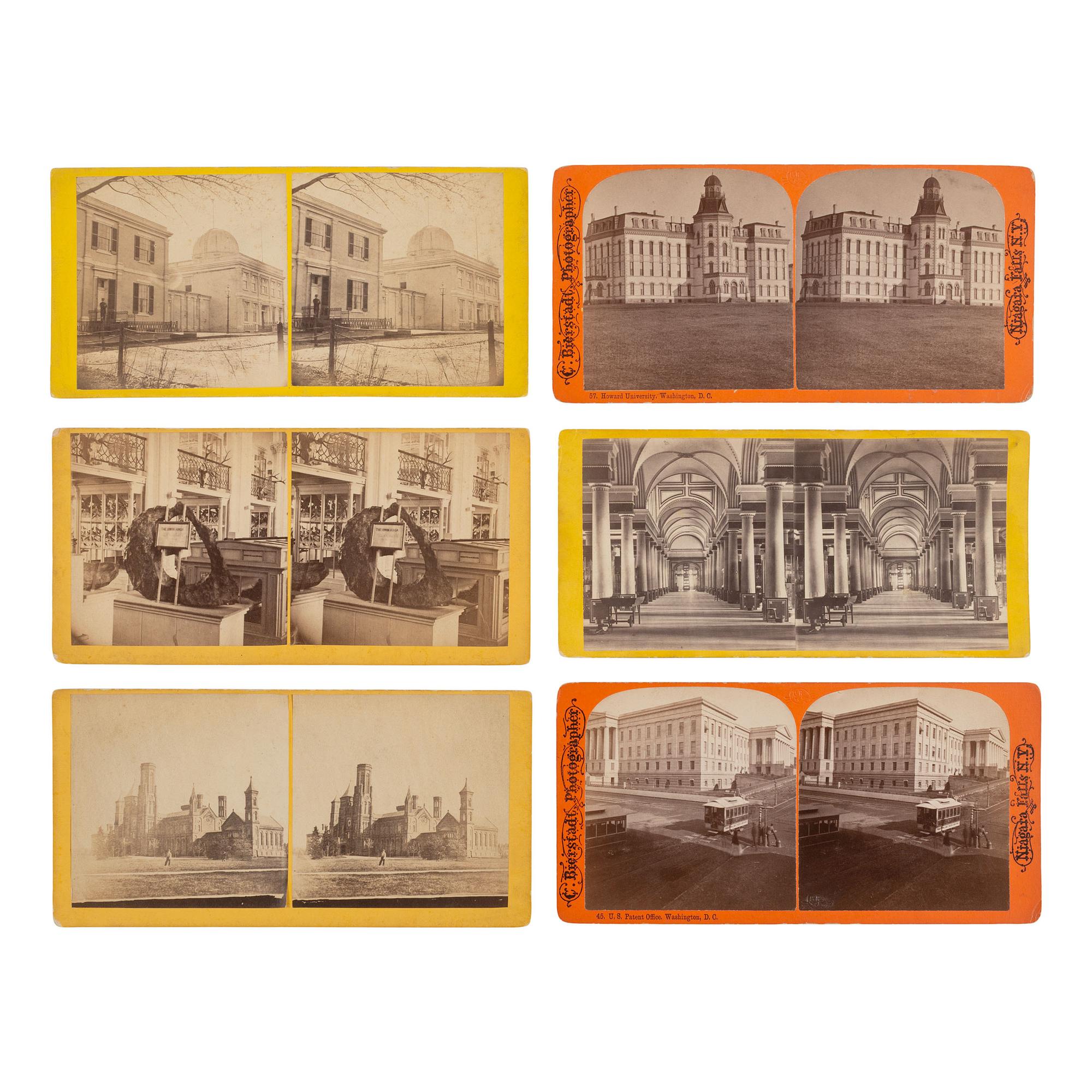 [Early Photography] Group of 110 Stereoviews of Washington, DC, and Boston, incl. Landmarks and Monuments