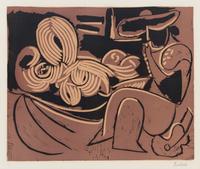 Pablo Picasso, (Spanish, 1881-1973), Femme Couchée et Homme à la Guitare, 1959