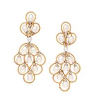 BUCCELLATI, BICOLOR GOLD AND CULTURED PEARL CONVERTIBLE EARCLIPS