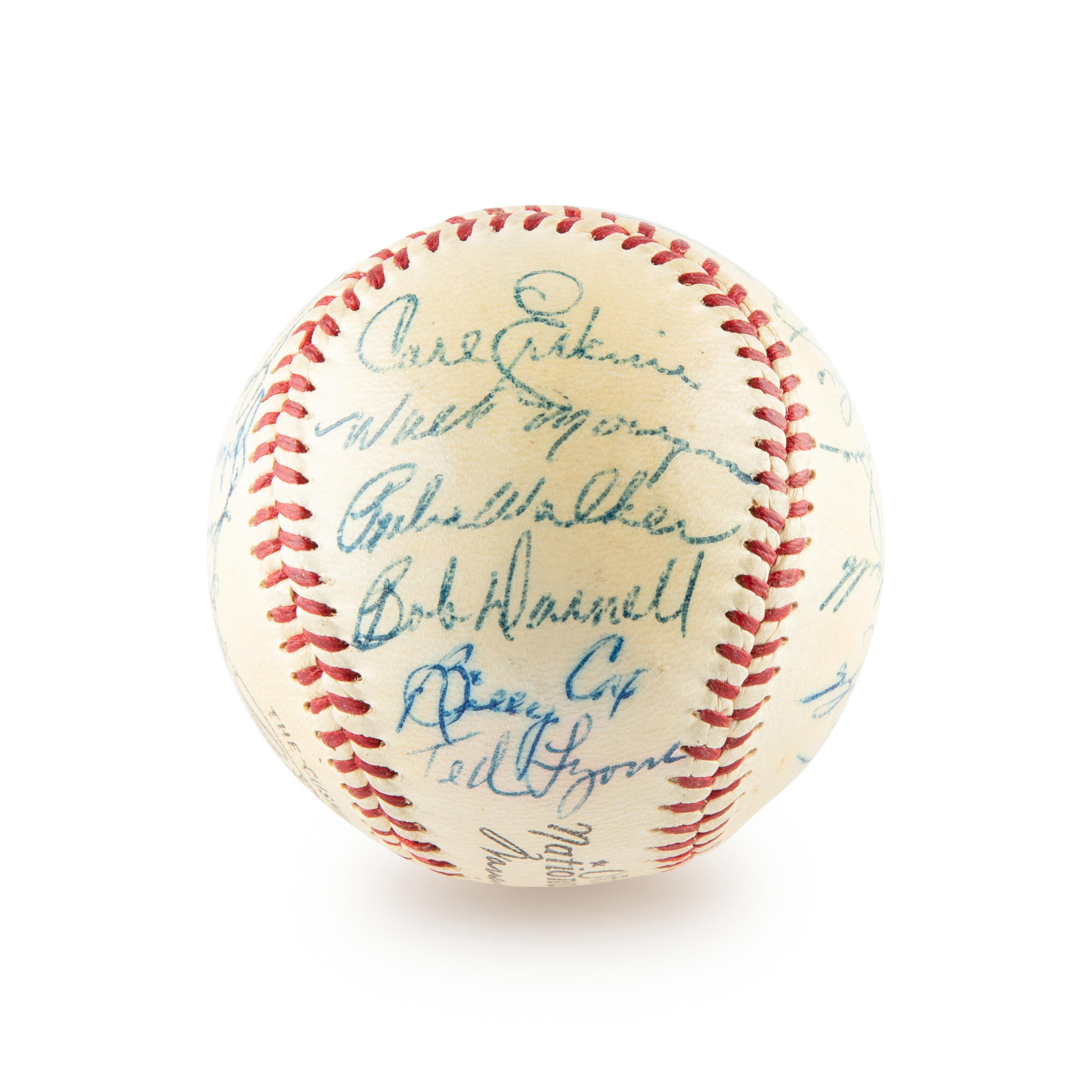 A 1954 Brooklyn Dodgers Team Signed Autograph Baseball Including Jackie Robinson and Roy Campanella (Beckett Authentication Services)