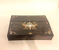 A Continental Brass Inlaid Rosewood Lap Desk. Width 13 3/4 inches.