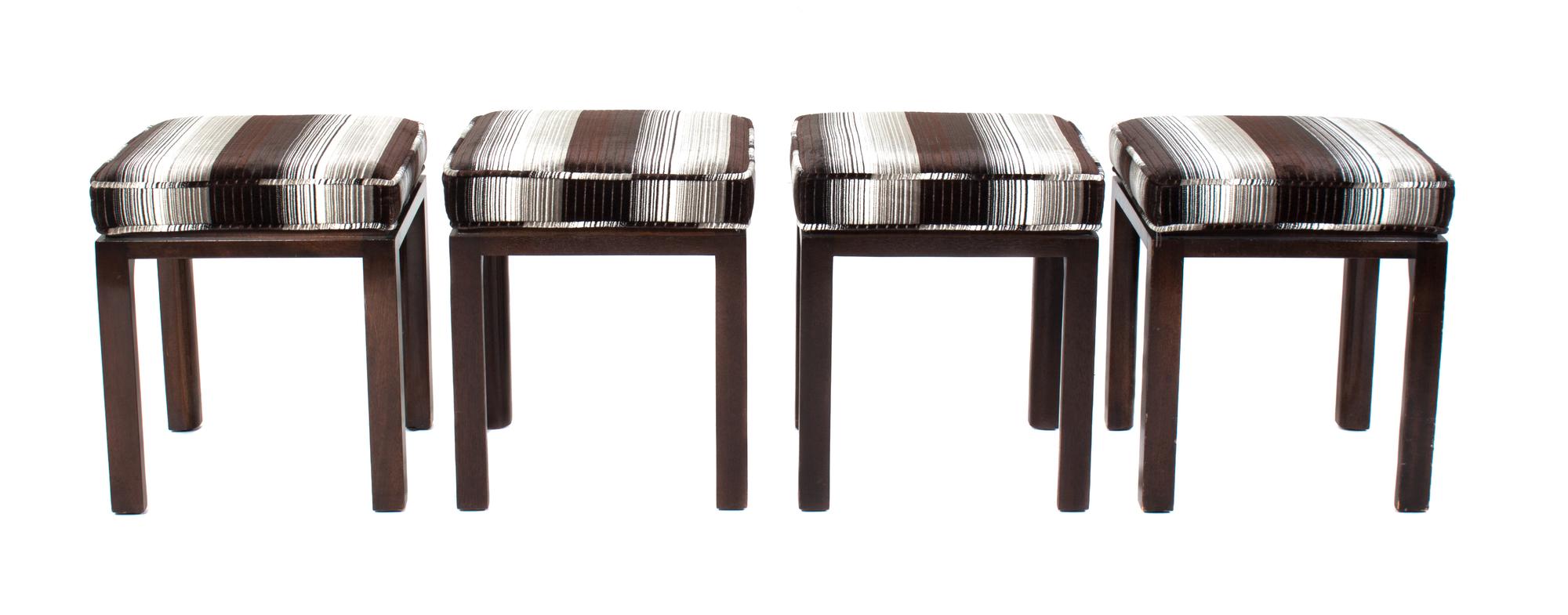 A Set of Four Stools Height 19 x width 16 1/2 x depth 16 inches. — DUNBAR