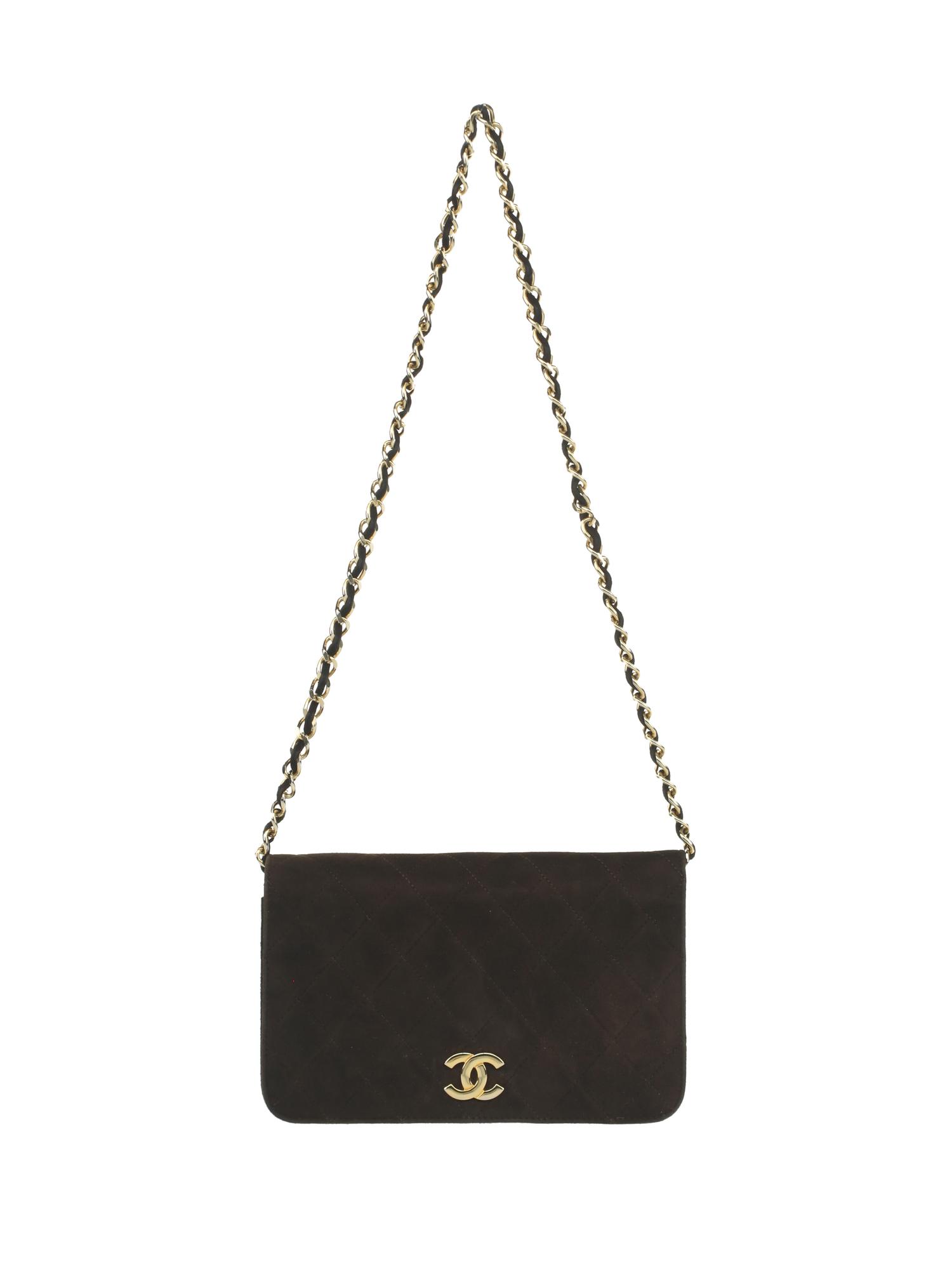 Chanel Brown Quilted Suede Shoulder Bag