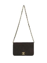 Chanel Brown Quilted Suede Shoulder Bag