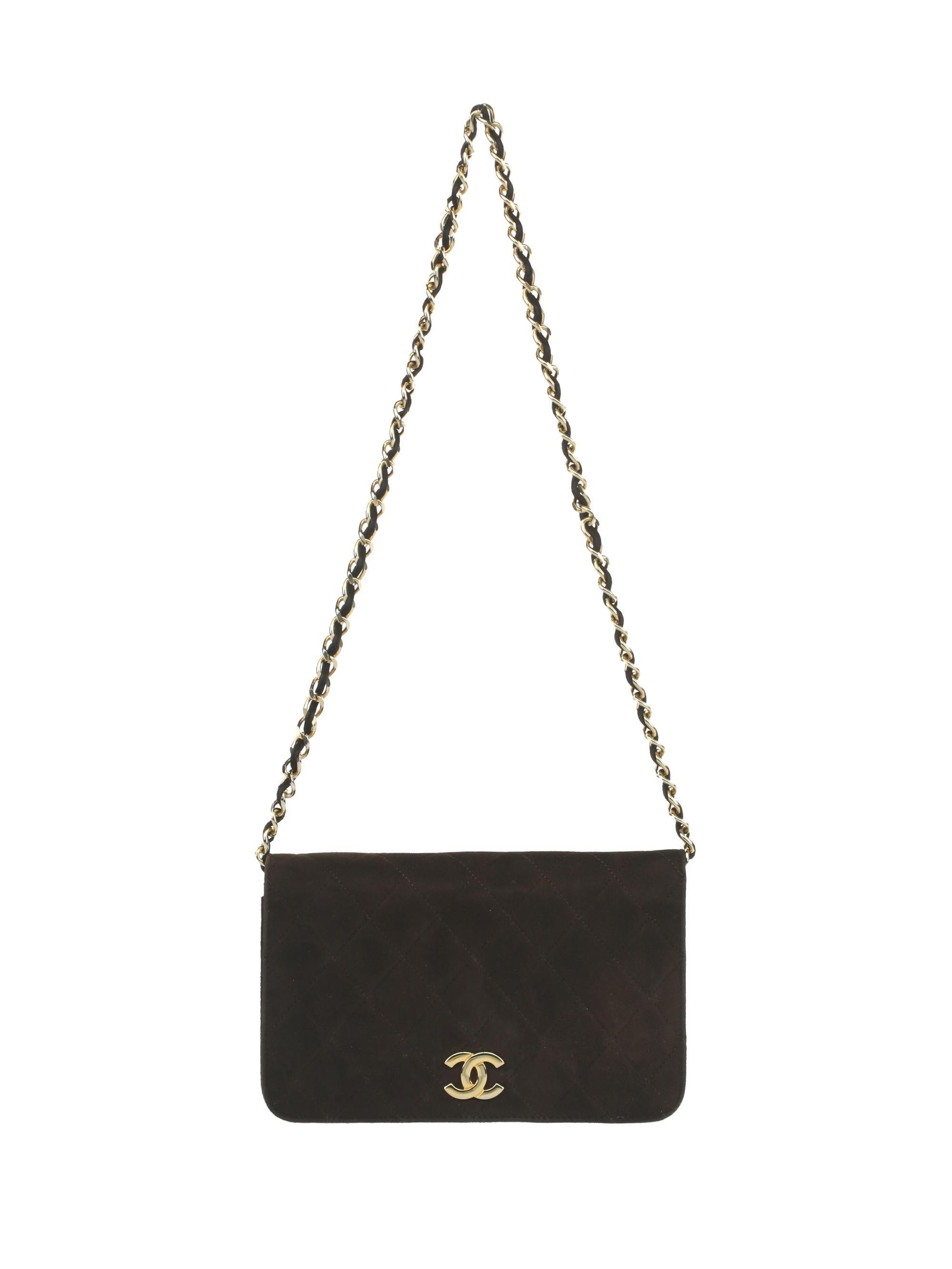Chanel Brown Quilted Suede Shoulder Bag