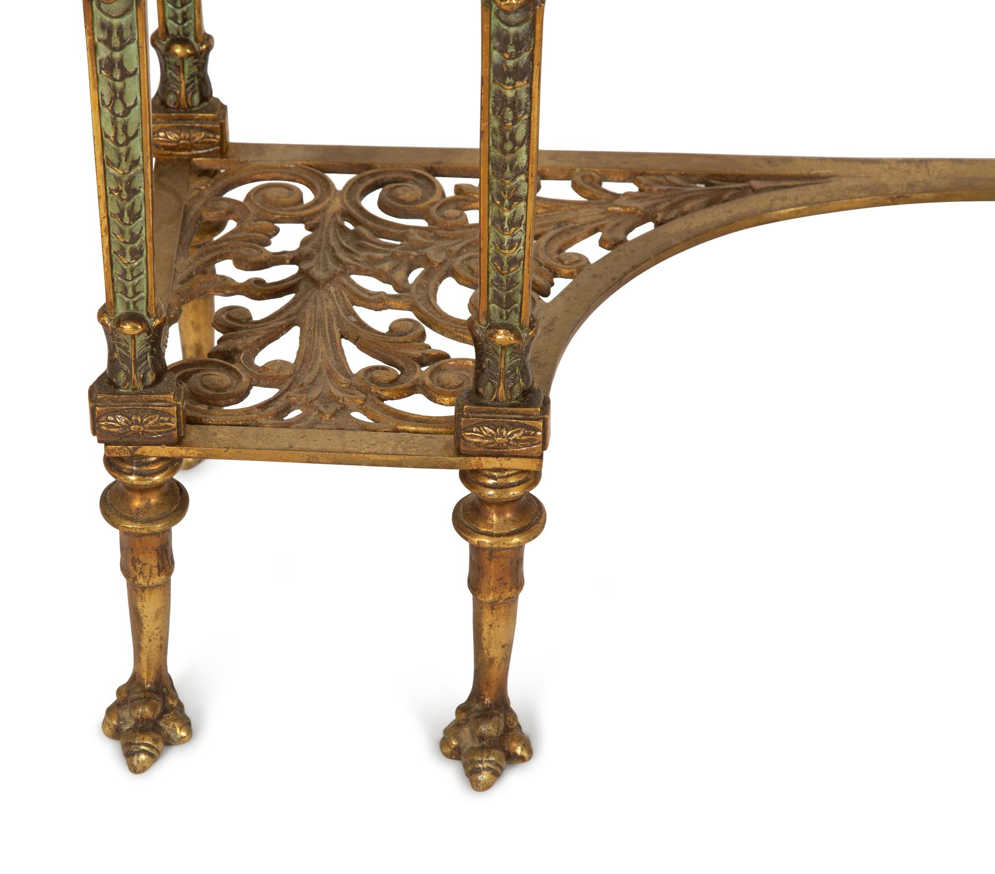 A Continental Gilt Metal Onyx Top Small Console Table