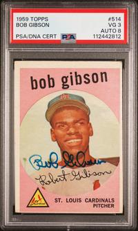 A 1959 Topps Bob Gibson Signed Autograph Rookie Baseball Card (PSA 3 VG, AUTO 8)
