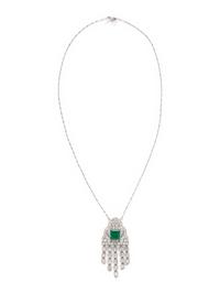 COLOMBIAN EMERALD AND DIAMOND PENDANT NECKLACE