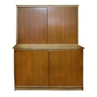 A Mid-Century Two-Tier Wood Cabinet 68" W x 20.5" D x 85.25" H — France, Mid-20th Century