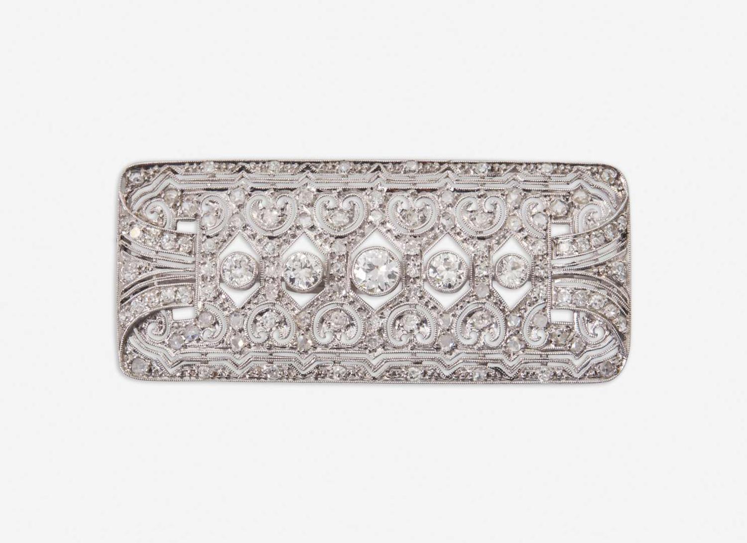 An Art Deco Platinum and Diamond Brooch