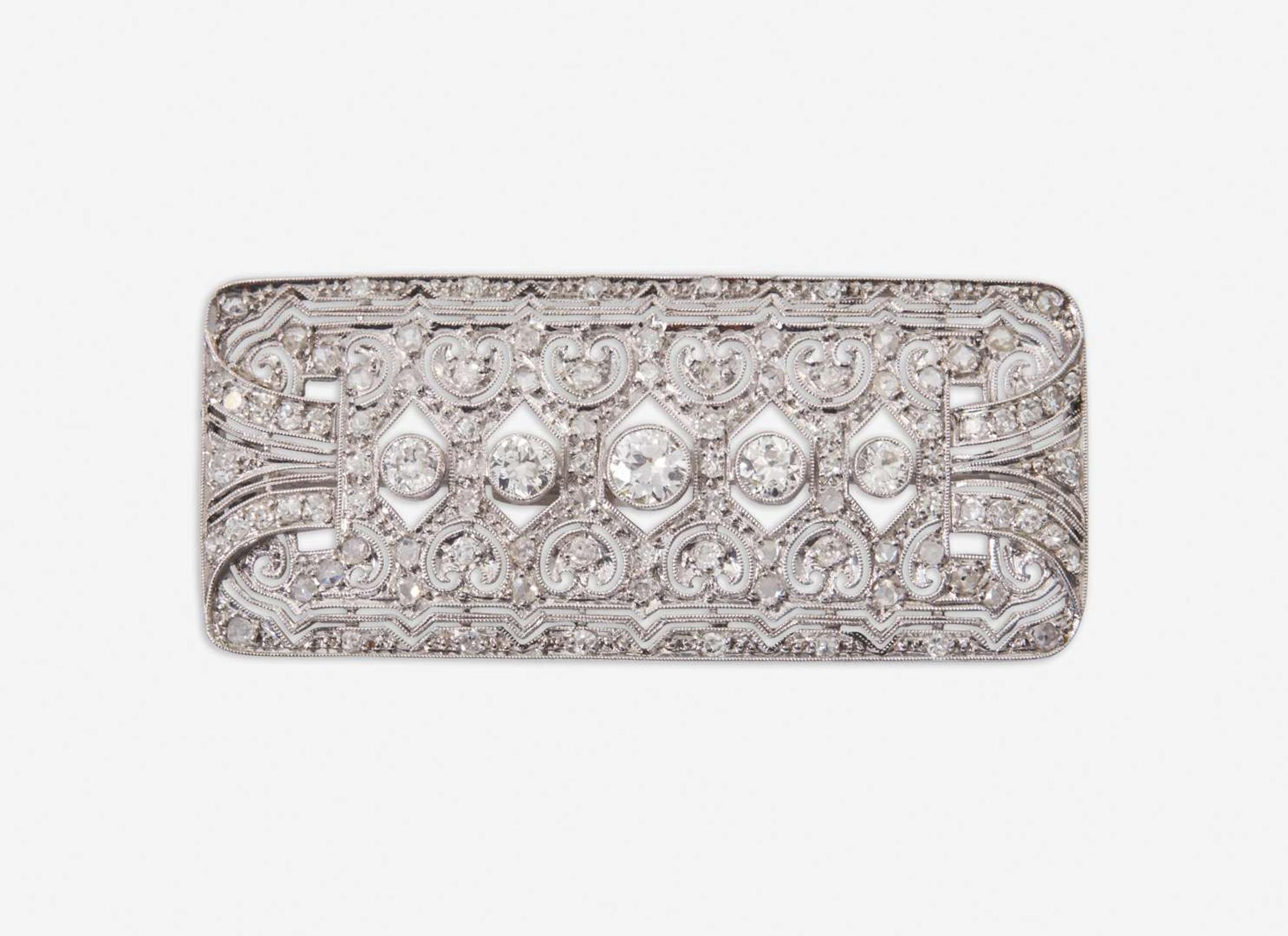 An Art Deco Platinum and Diamond Brooch