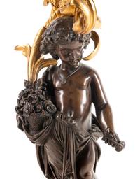 A Louis XV Style Gilt and Patinated Bronze Five-Light Candelabrum
