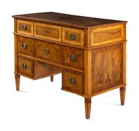 A Louis XVI Walnut and Fruitwood Marquetry Metamorphic Secretary Desk