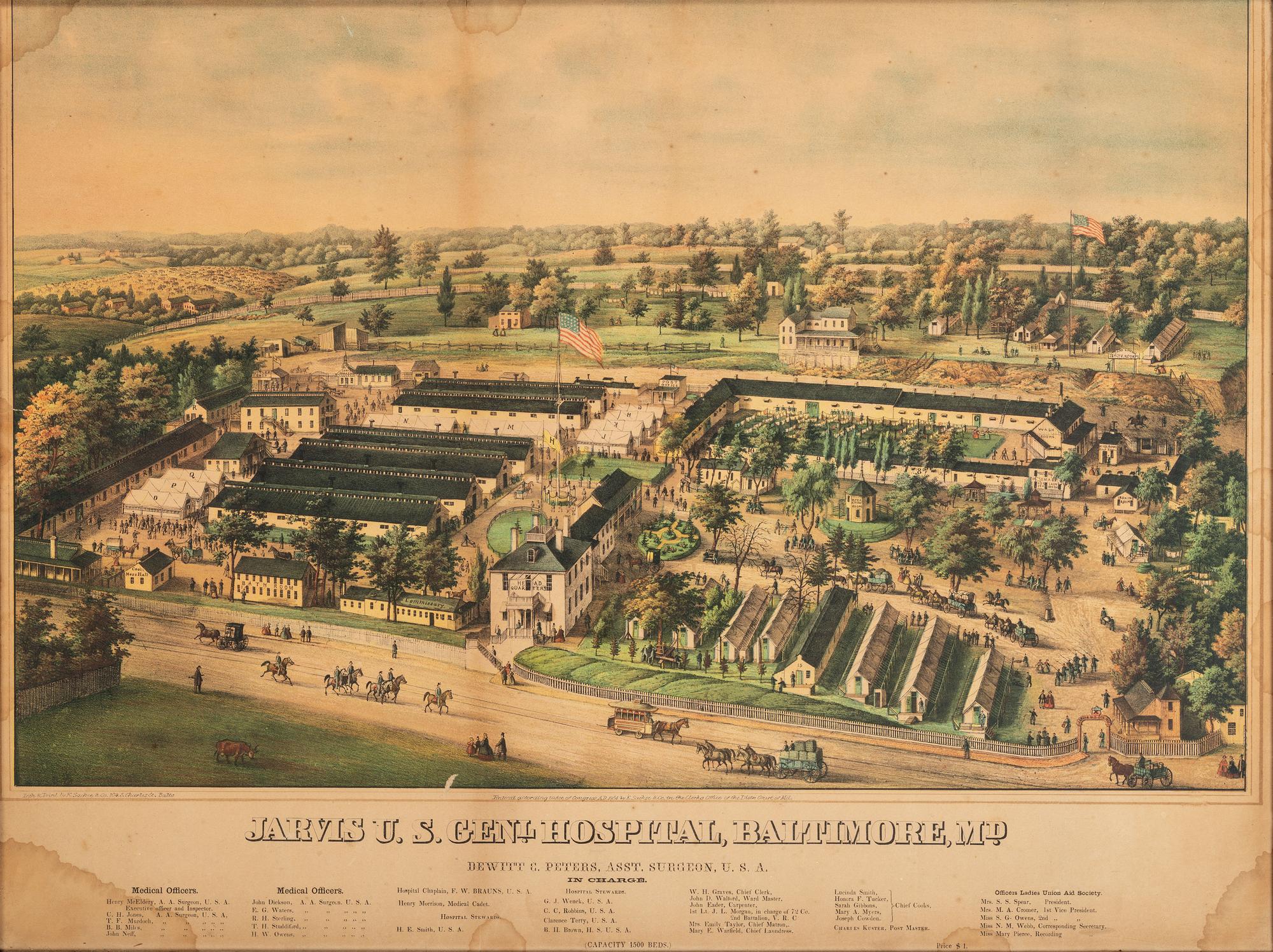 [CIVIL WAR]. E. SACHSE & Co.,, lithographers. Jarvis US General Hospital, Baltimore, MD.