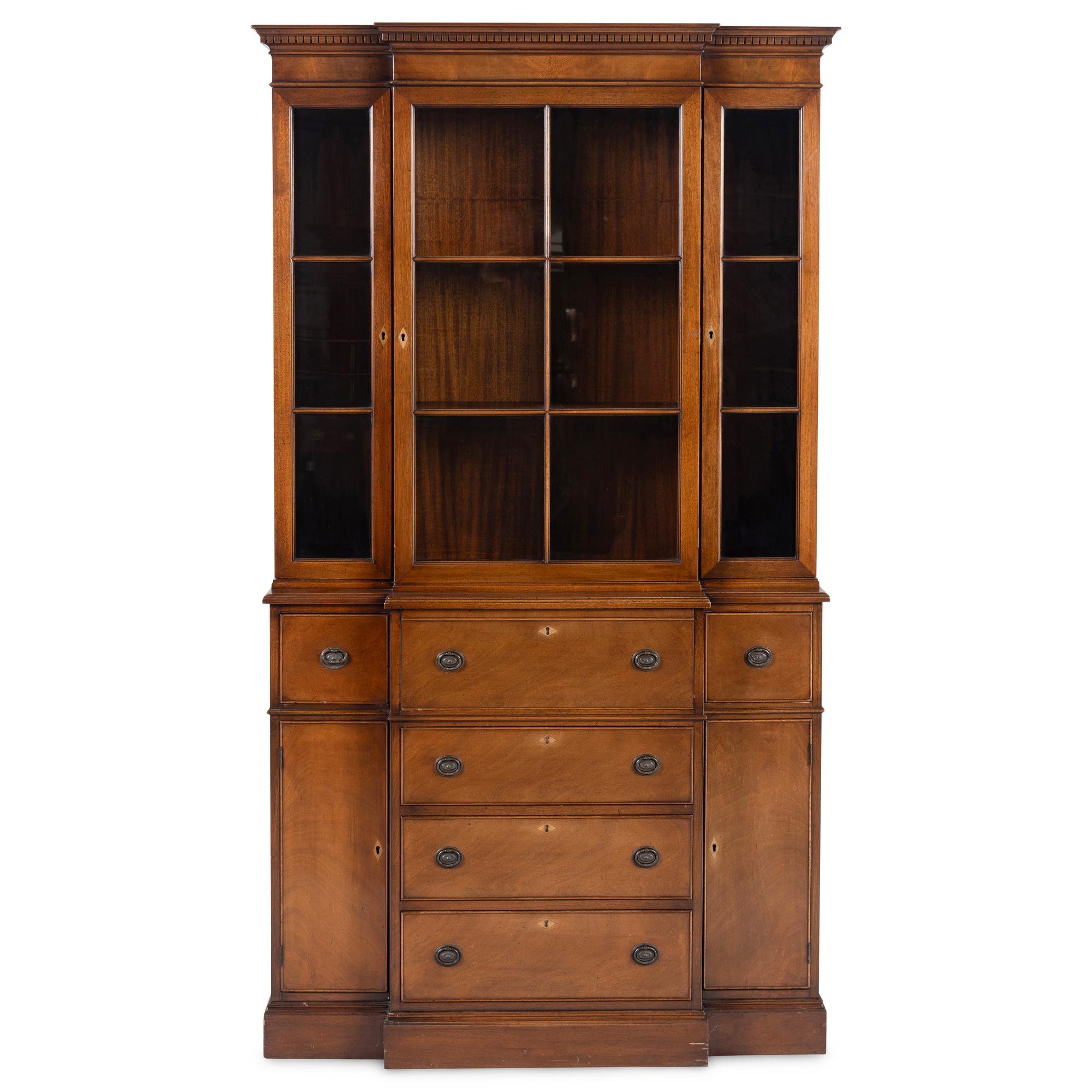 A George III Style Mahogany Breakfront Bookcase