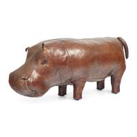 An Abercrombie & Fitch Leather Hippopotamus Footstool