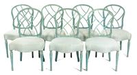 A Set of Fourteen George III Style Painted Dining Chairs Height 37 3/4 inches. — 20TH CENTURY