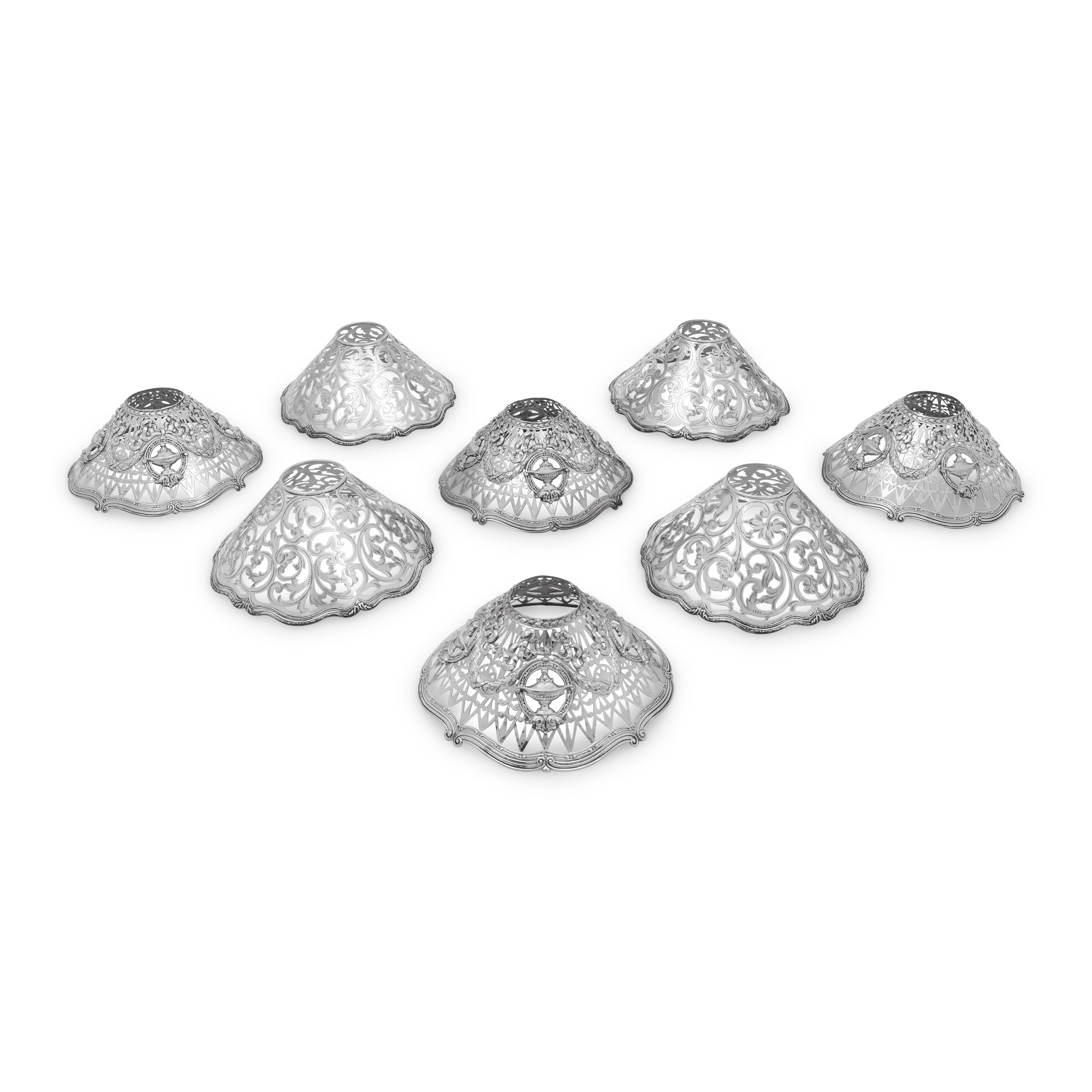 Two Sets of Four American Silver Shades