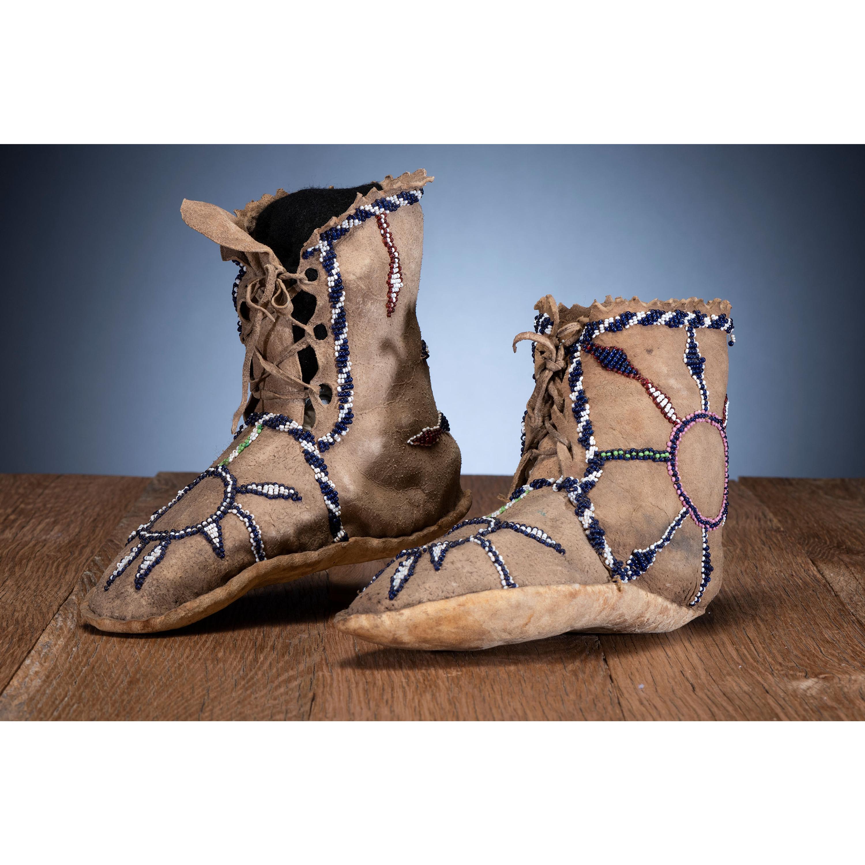 Apache Beaded Hide Moccasins