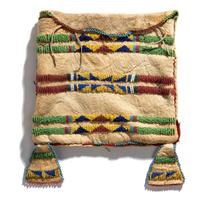 Crow Beaded Buffalo Hide Work Bag