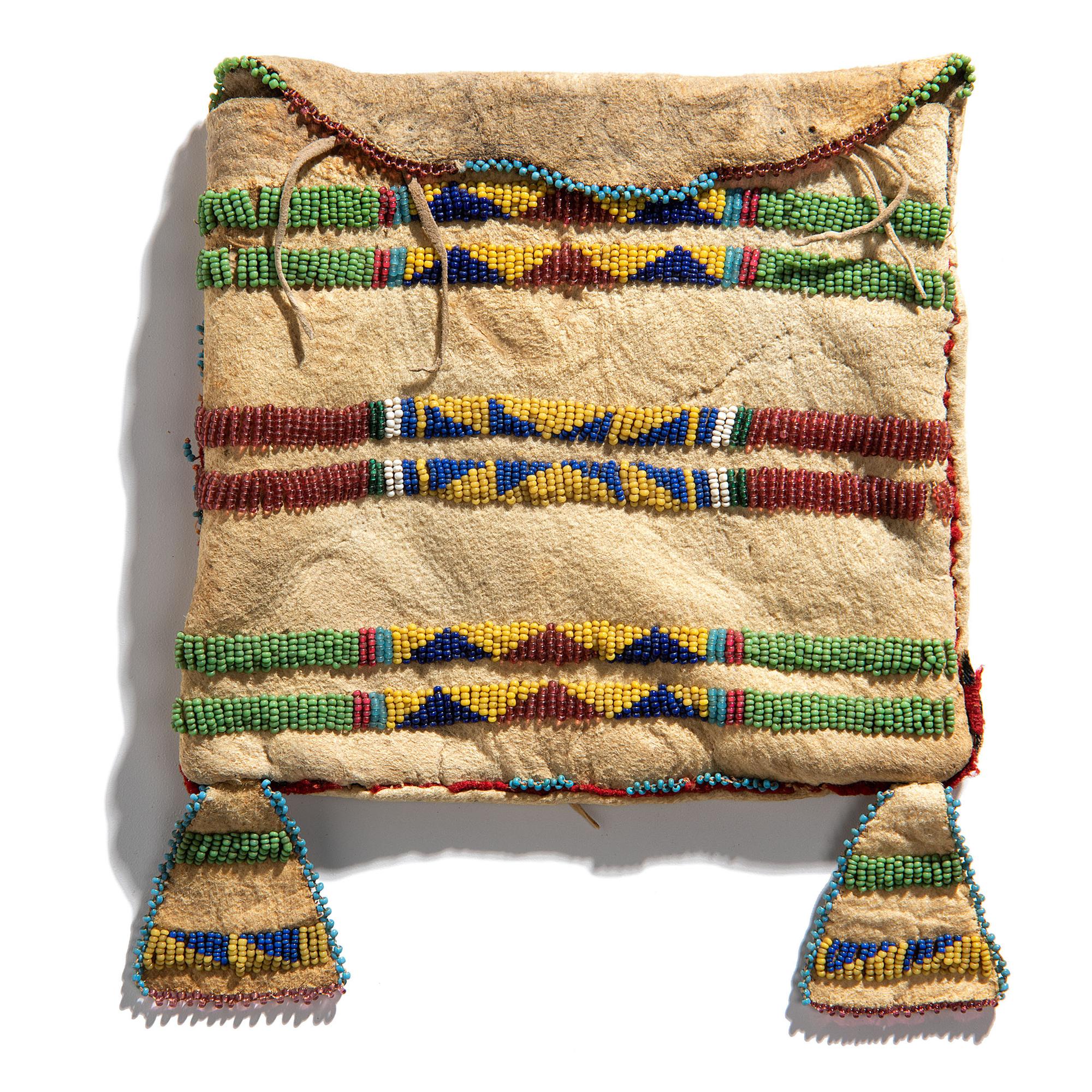 Crow Beaded Buffalo Hide Work Bag