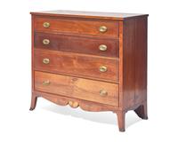 A Federal Inlaid Walnut Chest of Drawers, Circa 1800