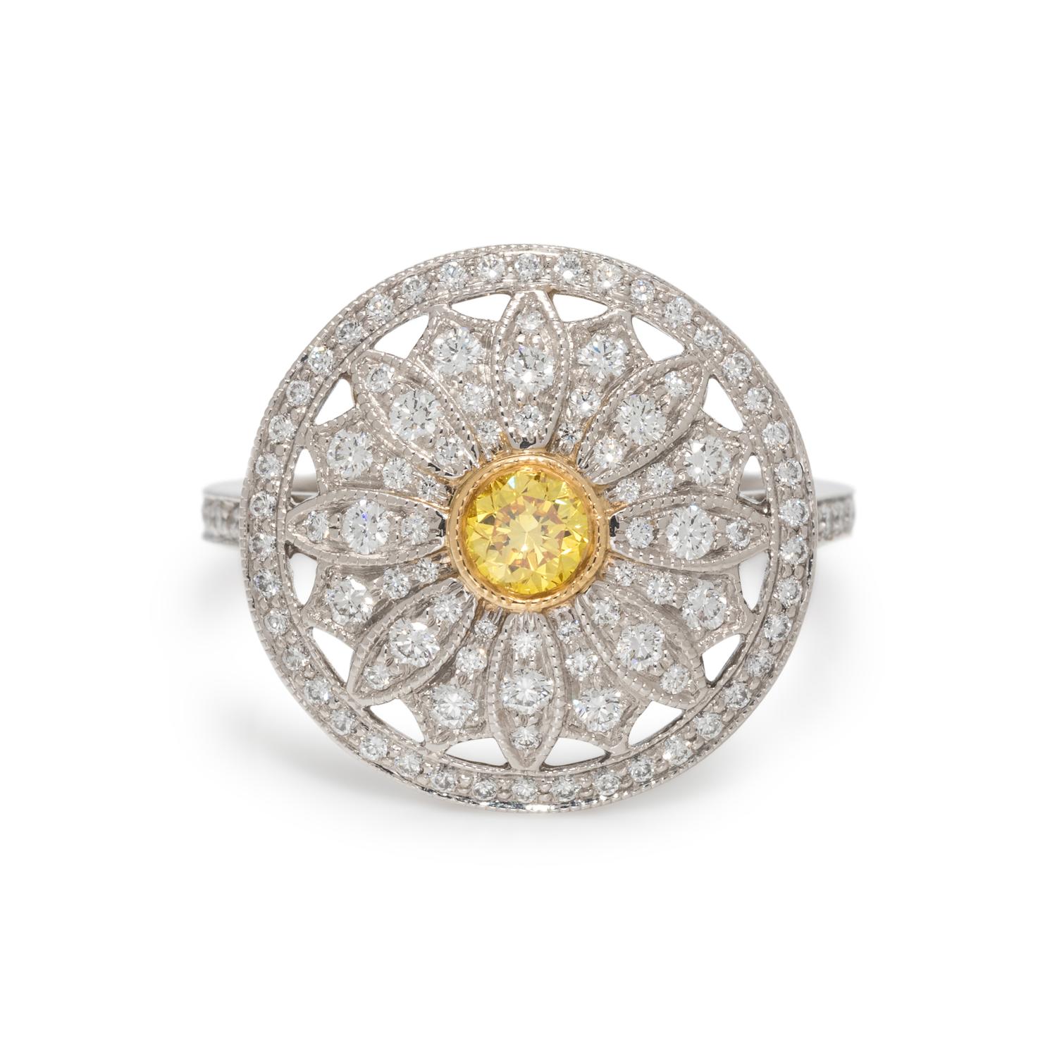 TIFFANY & CO., COLORED DIAMOND AND DIAMOND 'DAISY' RING