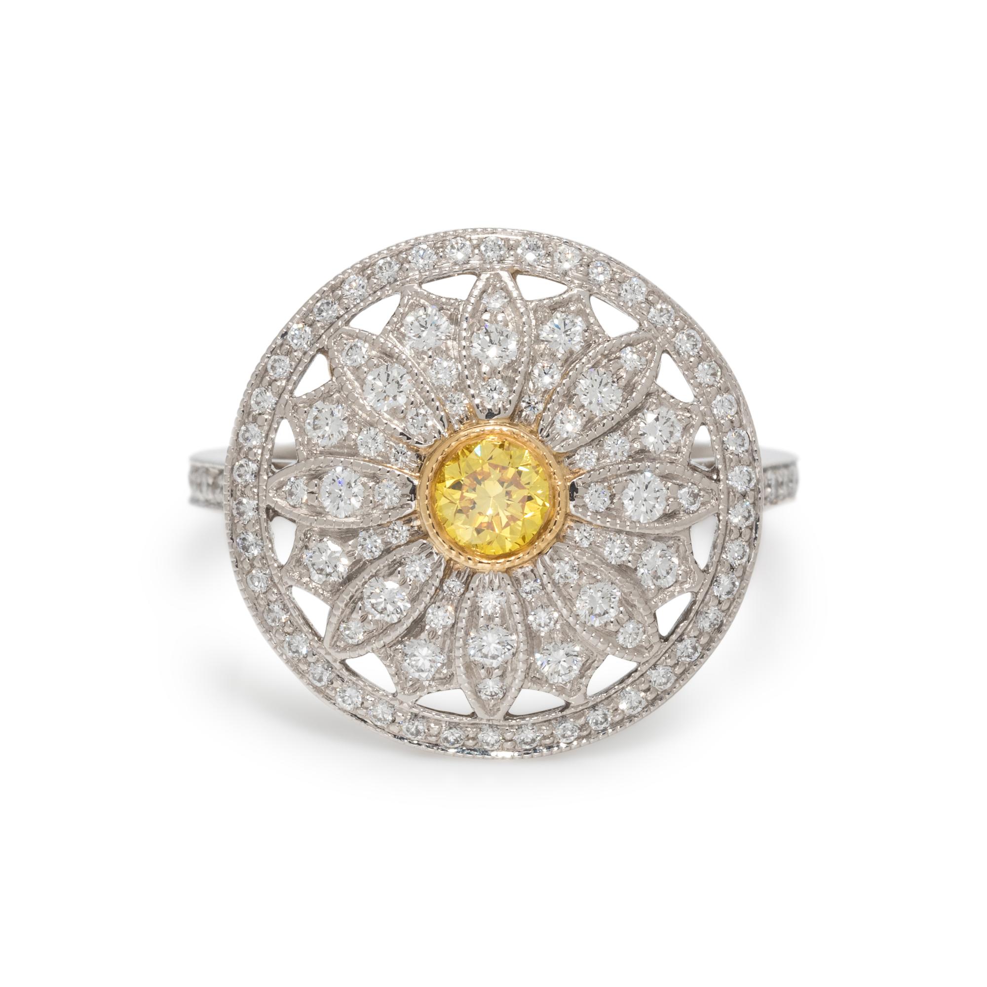 TIFFANY & CO., COLORED DIAMOND AND DIAMOND 'DAISY' RING
