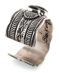 Navajo Sterling Silver and Jet Cuff Bracelet