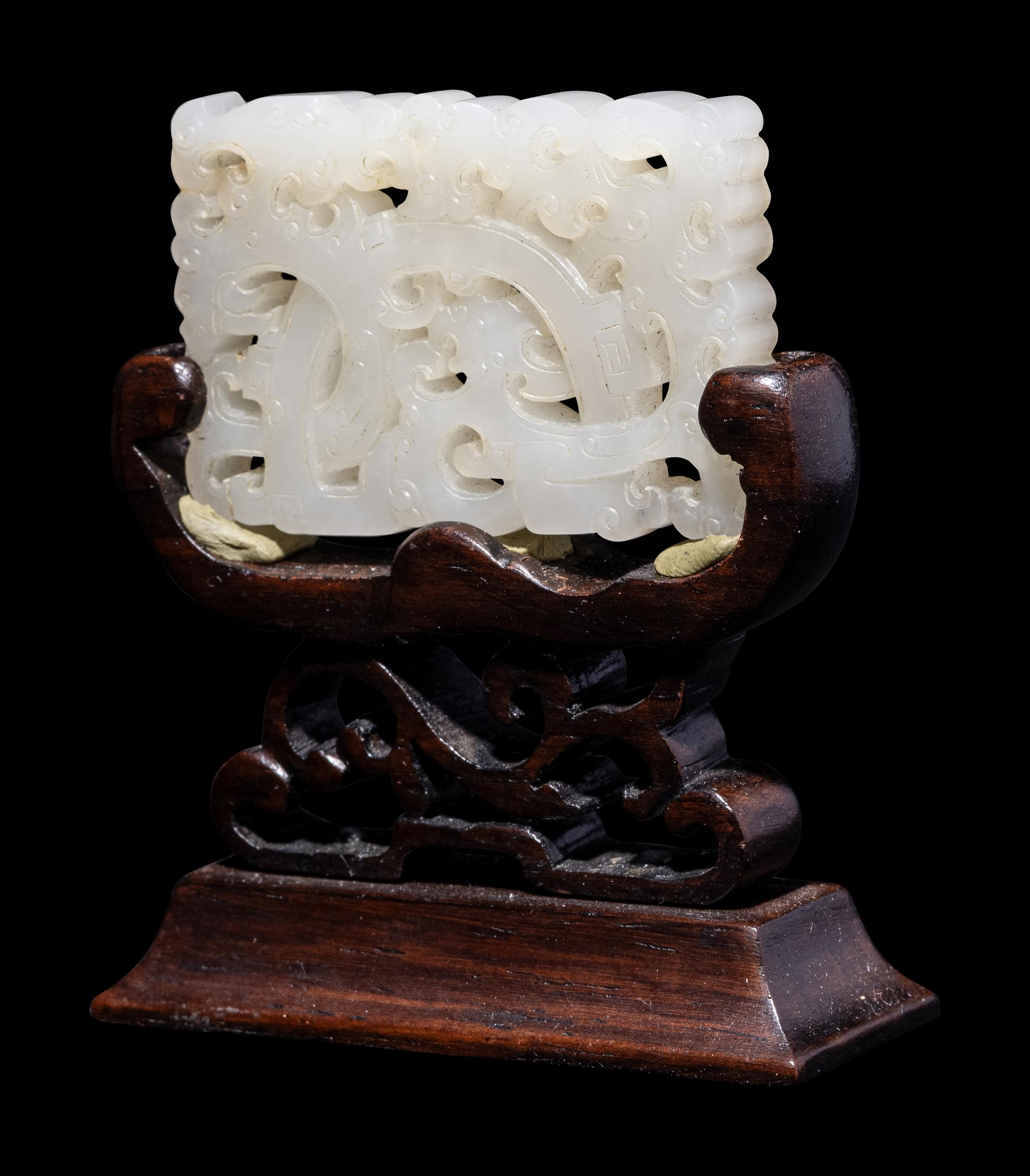 A Chinese White Jade 'Dragon' Plaque