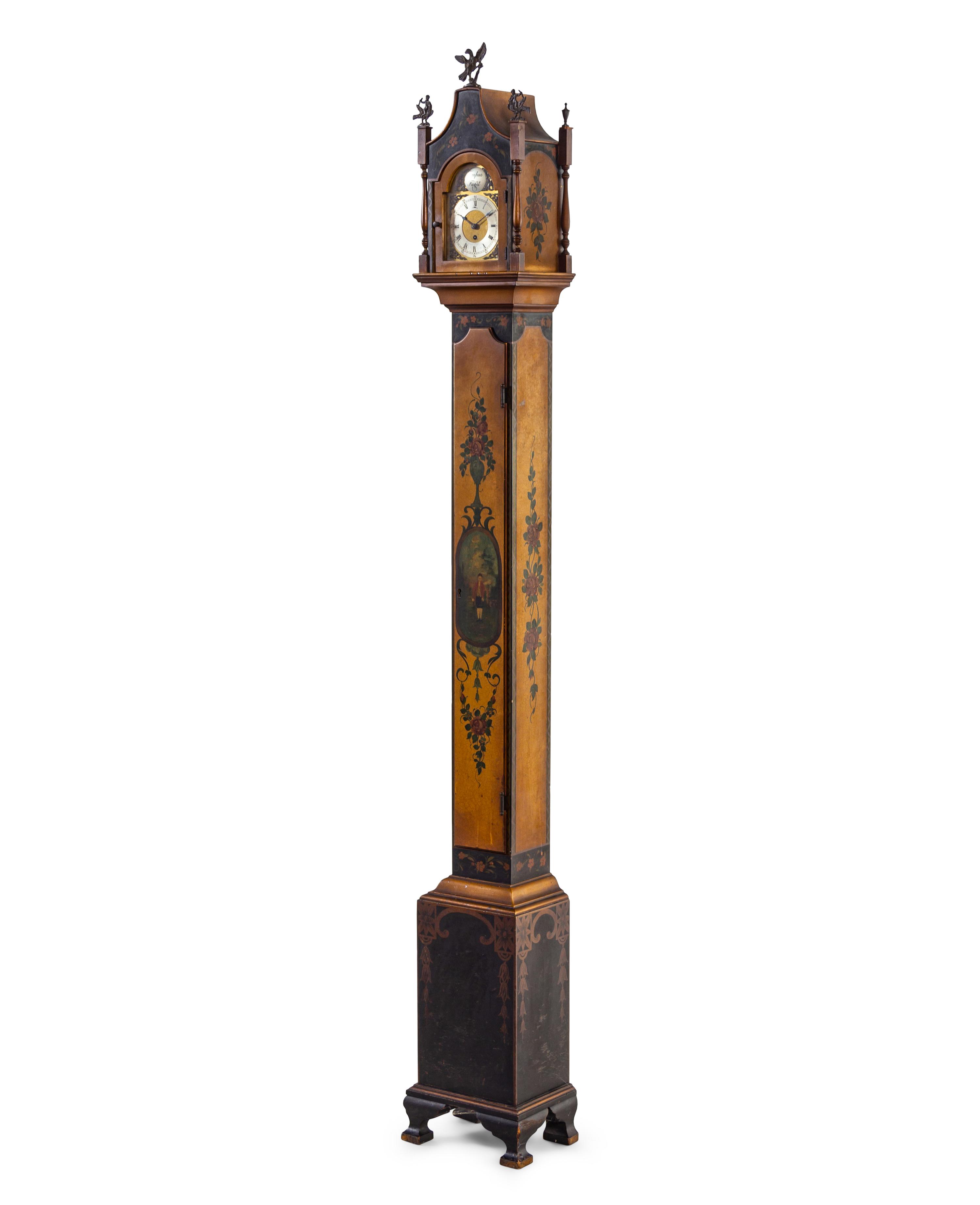 A Painted Mahogany Grandmother Clock — Colonial Mfg. Co., Zeeland Michigan