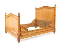 A Victorian Pine Faux Bamboo Bed Frame Height of headboard 58 x width 57 inches. — LATE 19TH/EARLY 20TH CENTURY