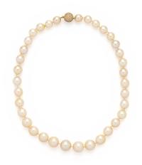 CULTURED PEARL AND DIAMOND NECKLACE