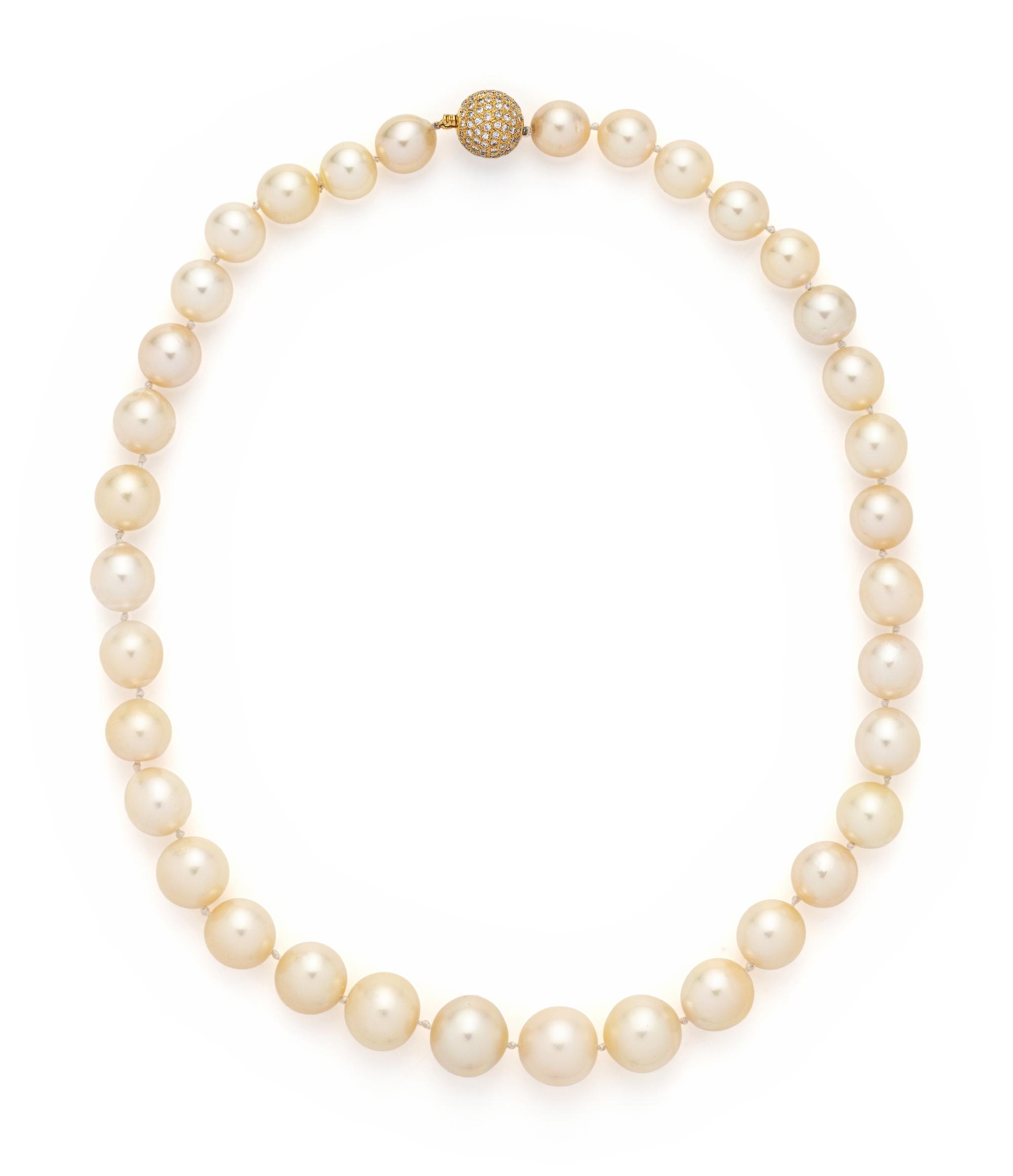 CULTURED PEARL AND DIAMOND NECKLACE