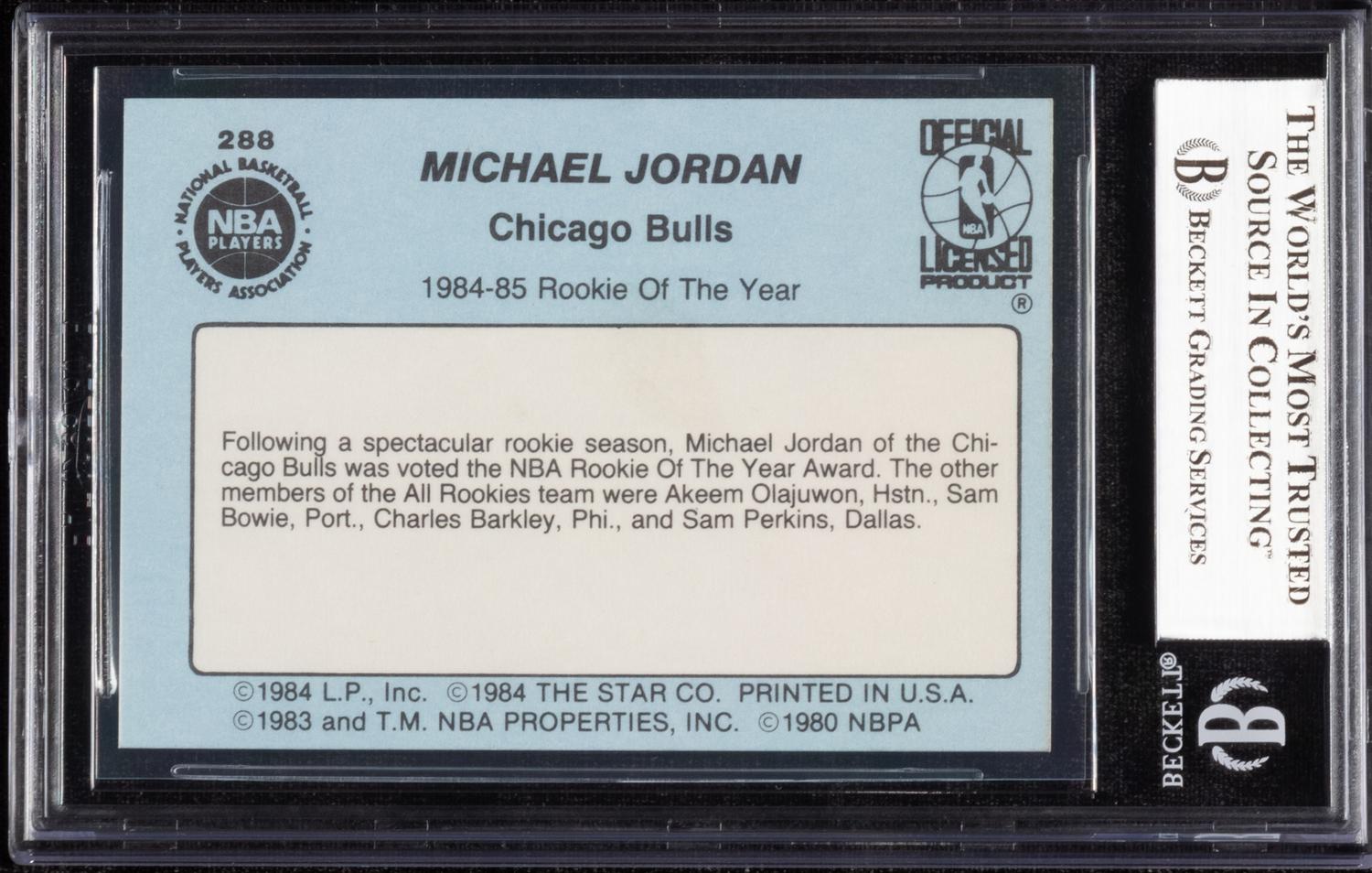 A 1984-85 Star Michael Jordan Rookie of The Year Basketball Card No. 288 (BGS 6 EX-MT)