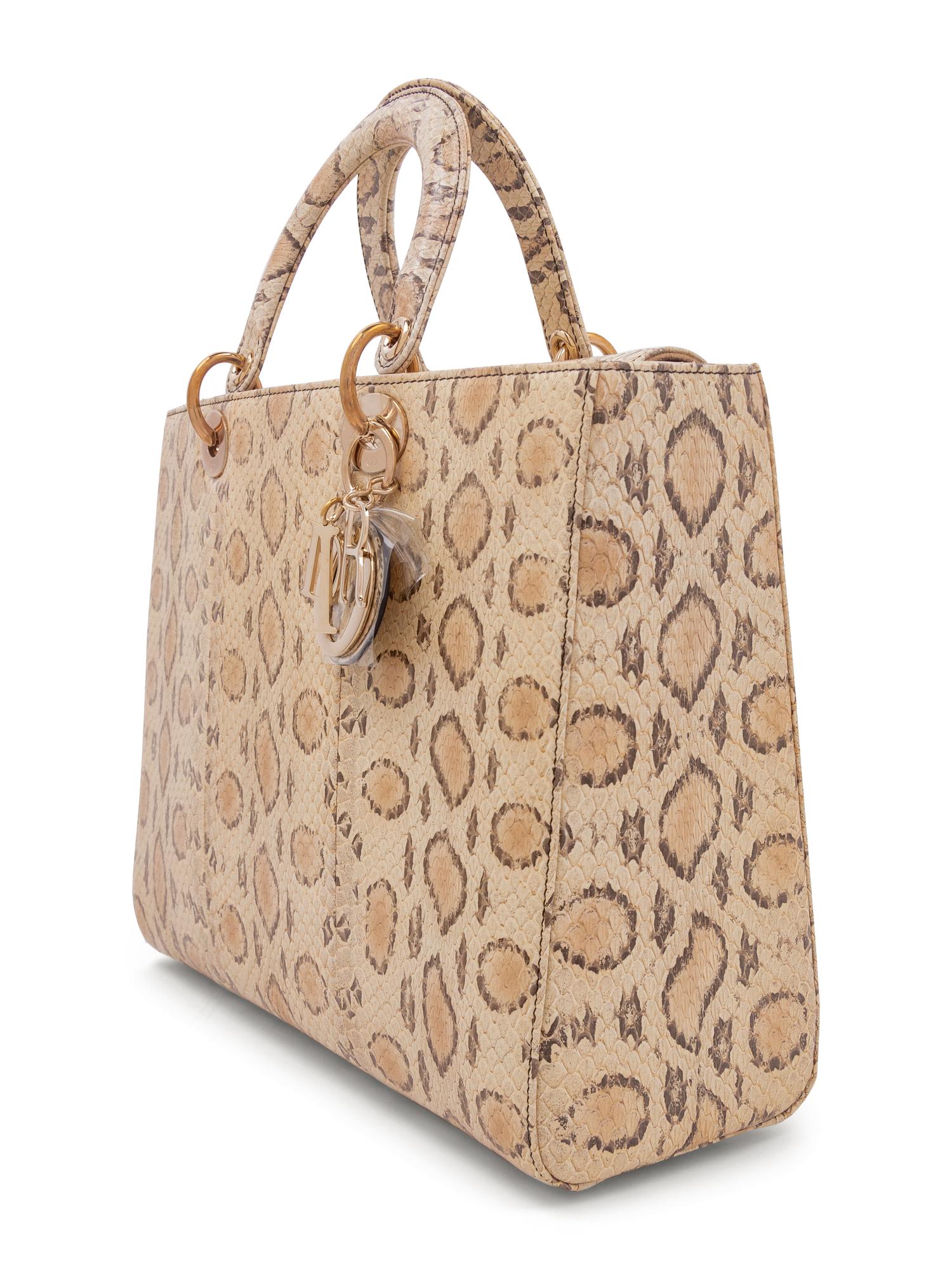 Christian Dior Tan Python Lady Dior Bag, 2019