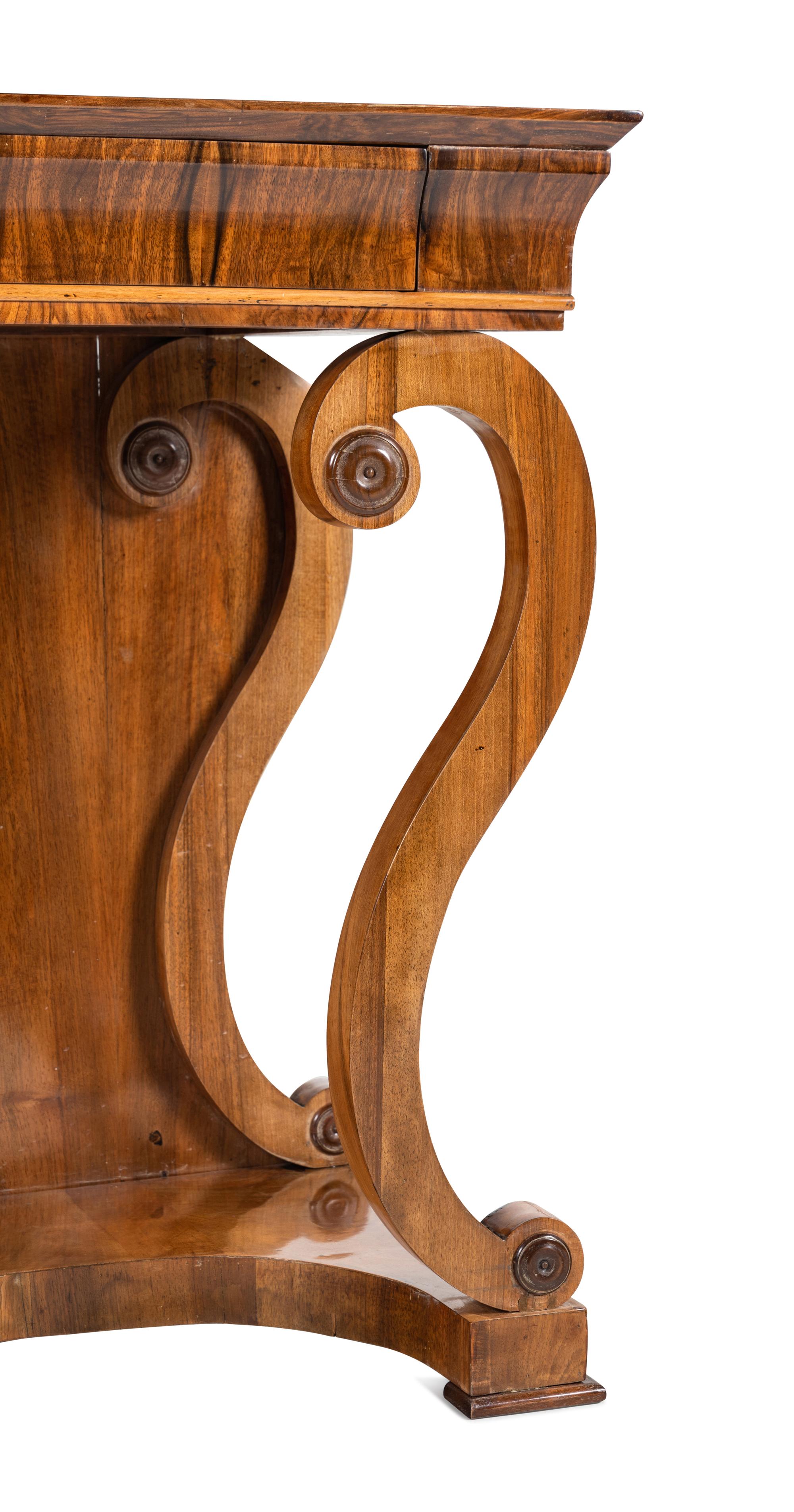 A Biedermeier Figured Walnut Pier Table