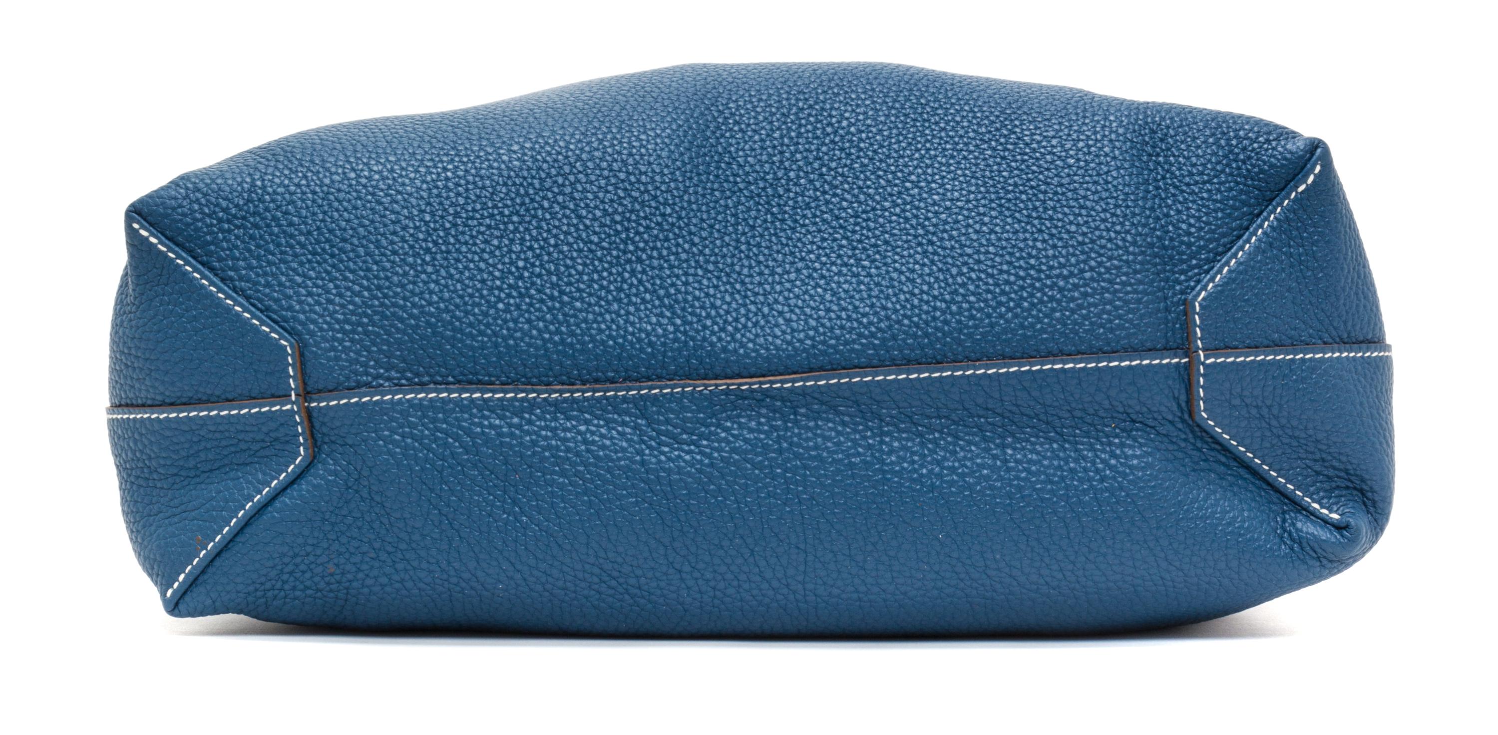An Hermes Bleu Thalassa/Menthe 45cm Taurillon Clemence Double Sens Tote, 17.5" x 15.5" x 5".