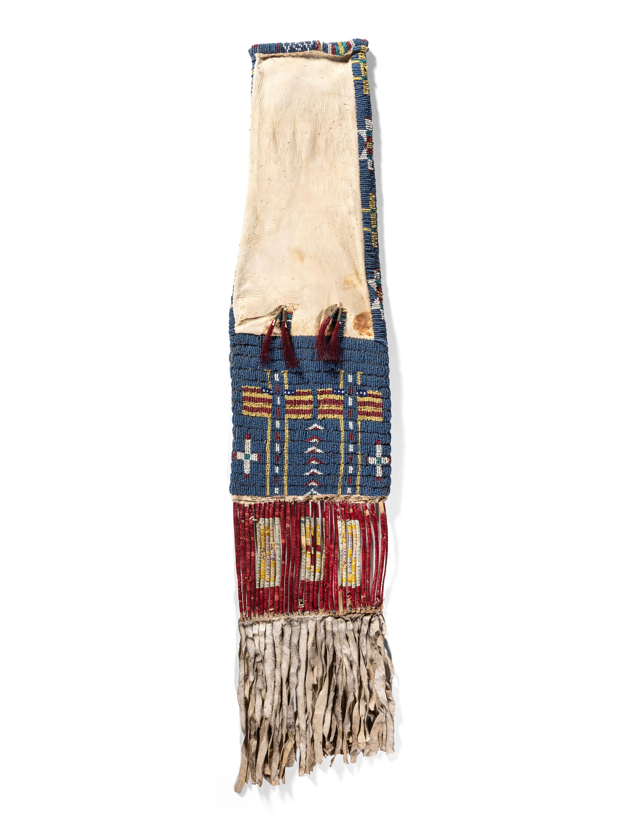 Sioux Beaded Hide Tobacco Bag, with American Flags