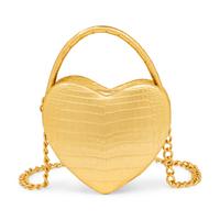 Nancy Gonzalez, Heart Bag in Gold Crocodile
