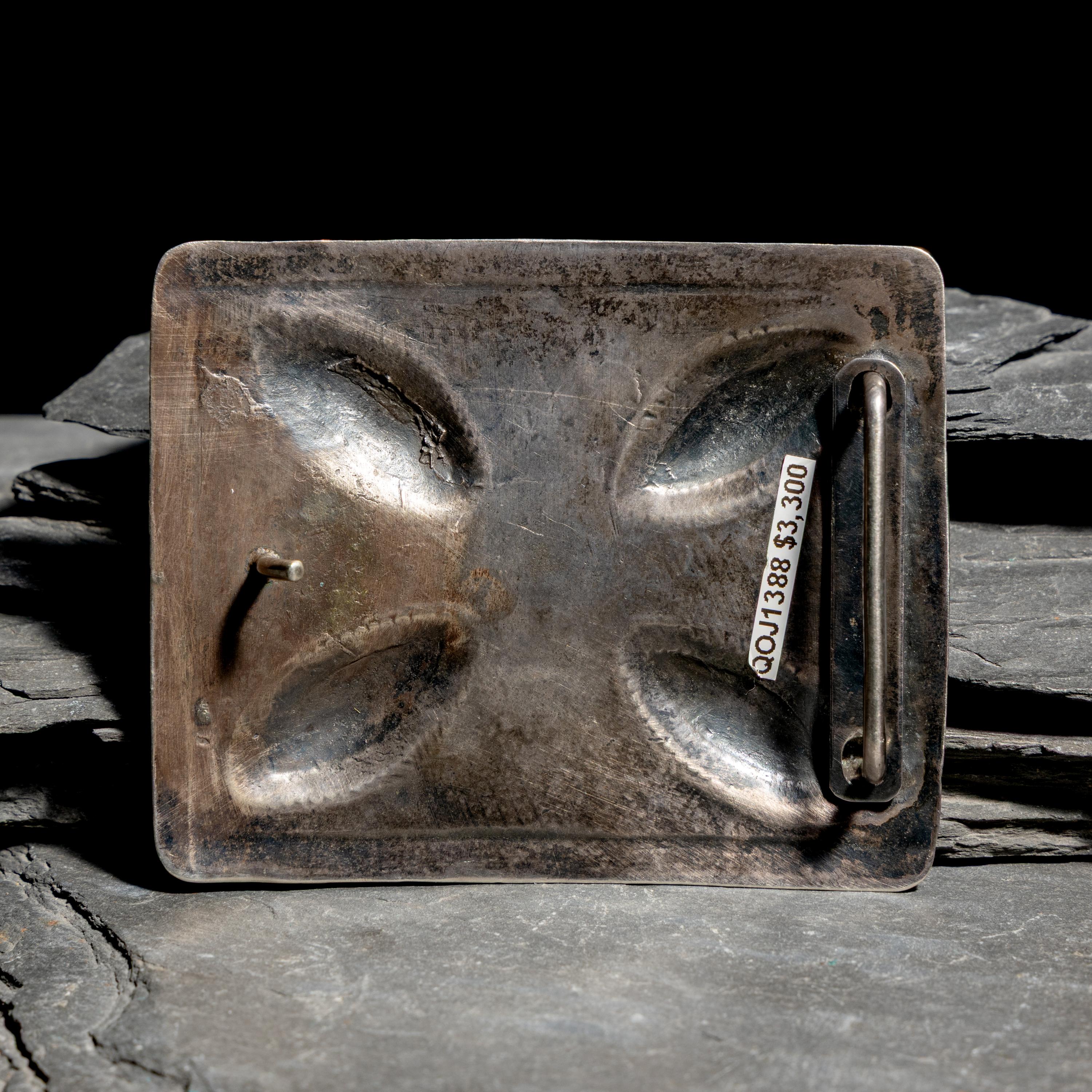 Repurposed Belt Buckle from Early Navajo Ingot and Turquoise Ketoh Concha