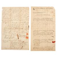 Matthew Thornton, Signer of the Declaration of Independence, Lot of Two Signed Documents Including 1767 ADS and 1769 Partially Printed DS