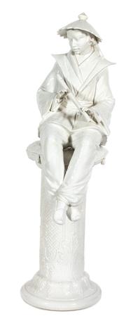 A Chinese Blanc de Chine Seated Figure on Base Height 54 x width 15 x depth 20 inches. — 20TH CENTURY