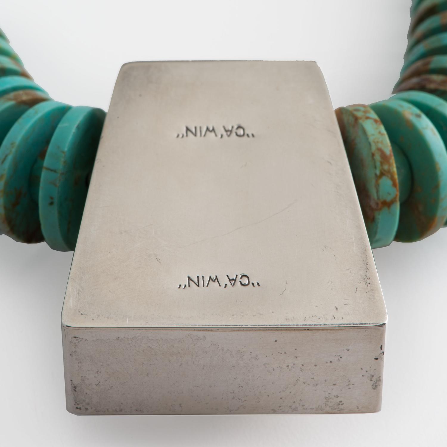 Lone Mountain Rolled Turquoise Necklace, with Sterling Silver Pendant