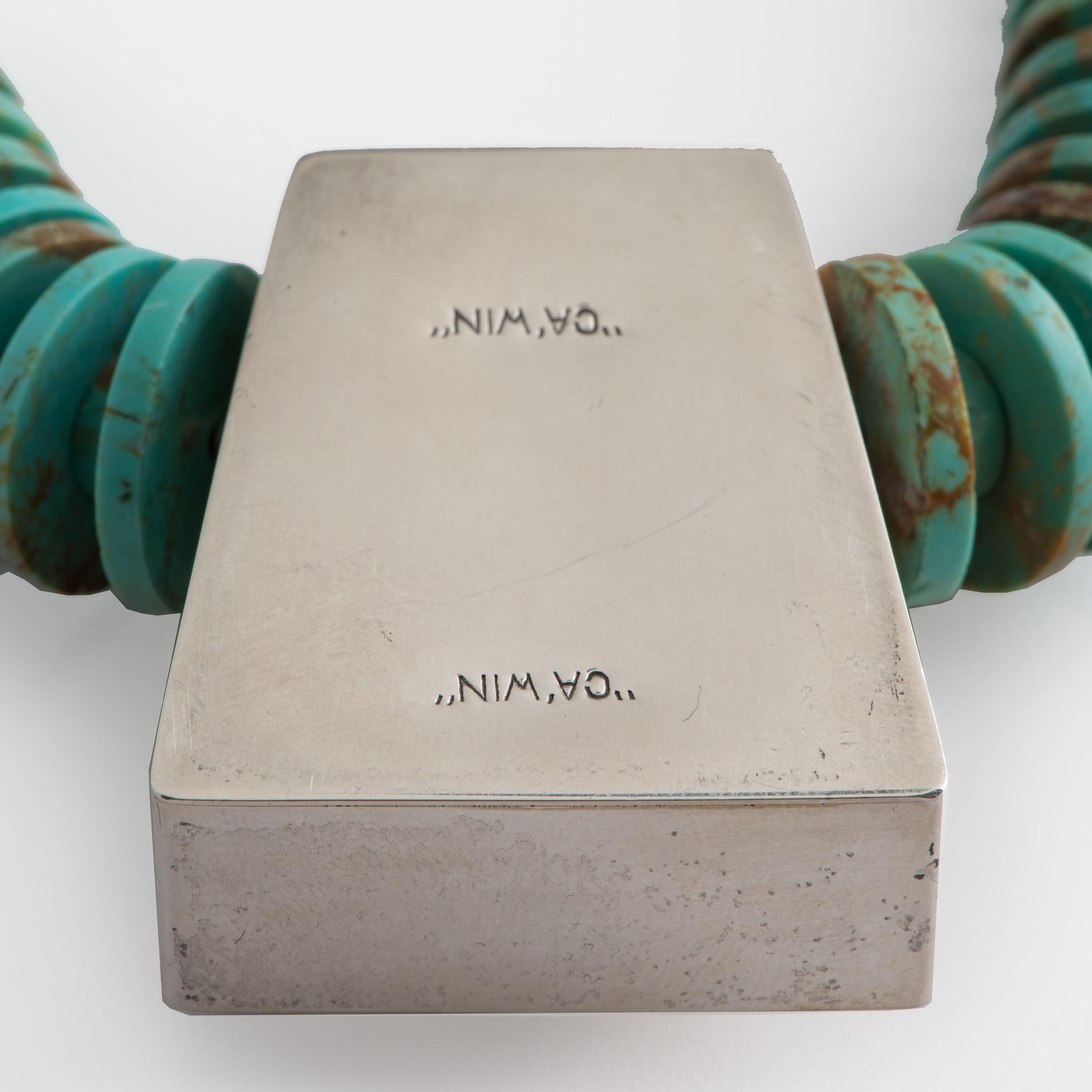 Lone Mountain Rolled Turquoise Necklace, with Sterling Silver Pendant