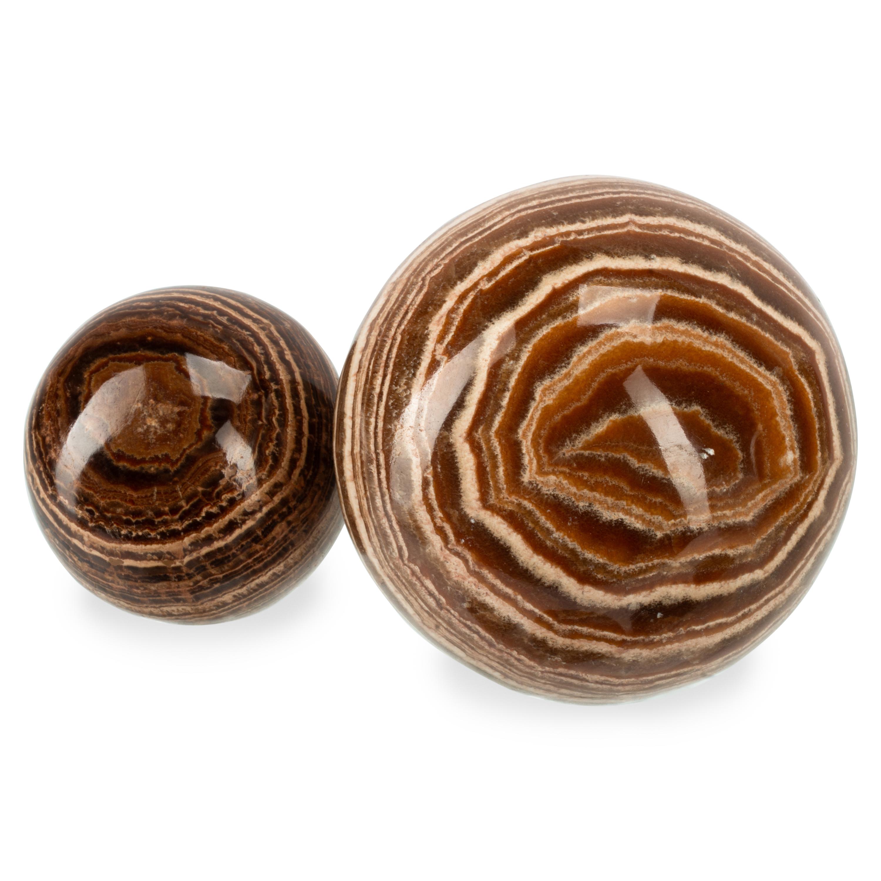 A Set of Ten Agate Spherical Ornaments