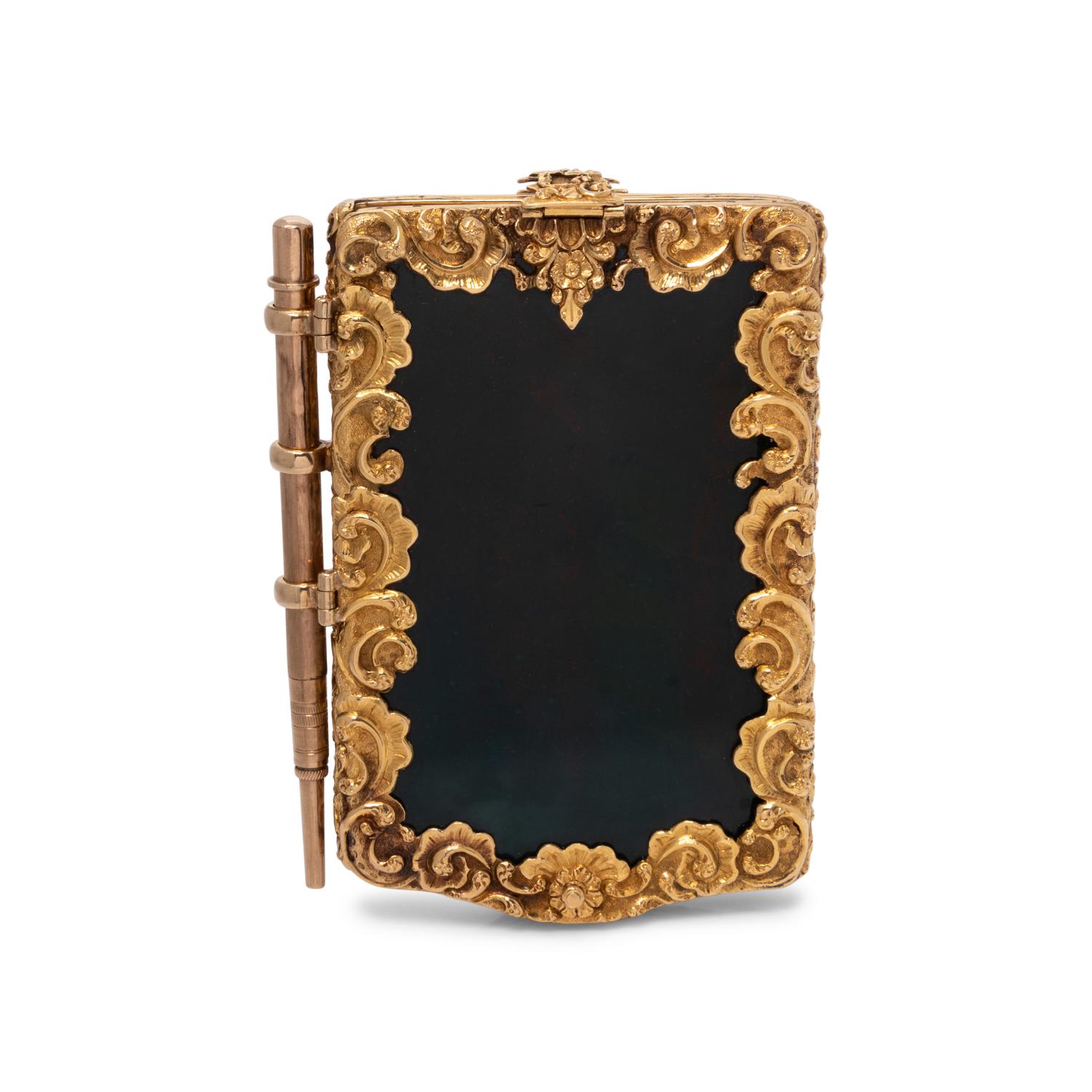 A Gold and Diamond Mounted Bloodstone Aide-Mémoire