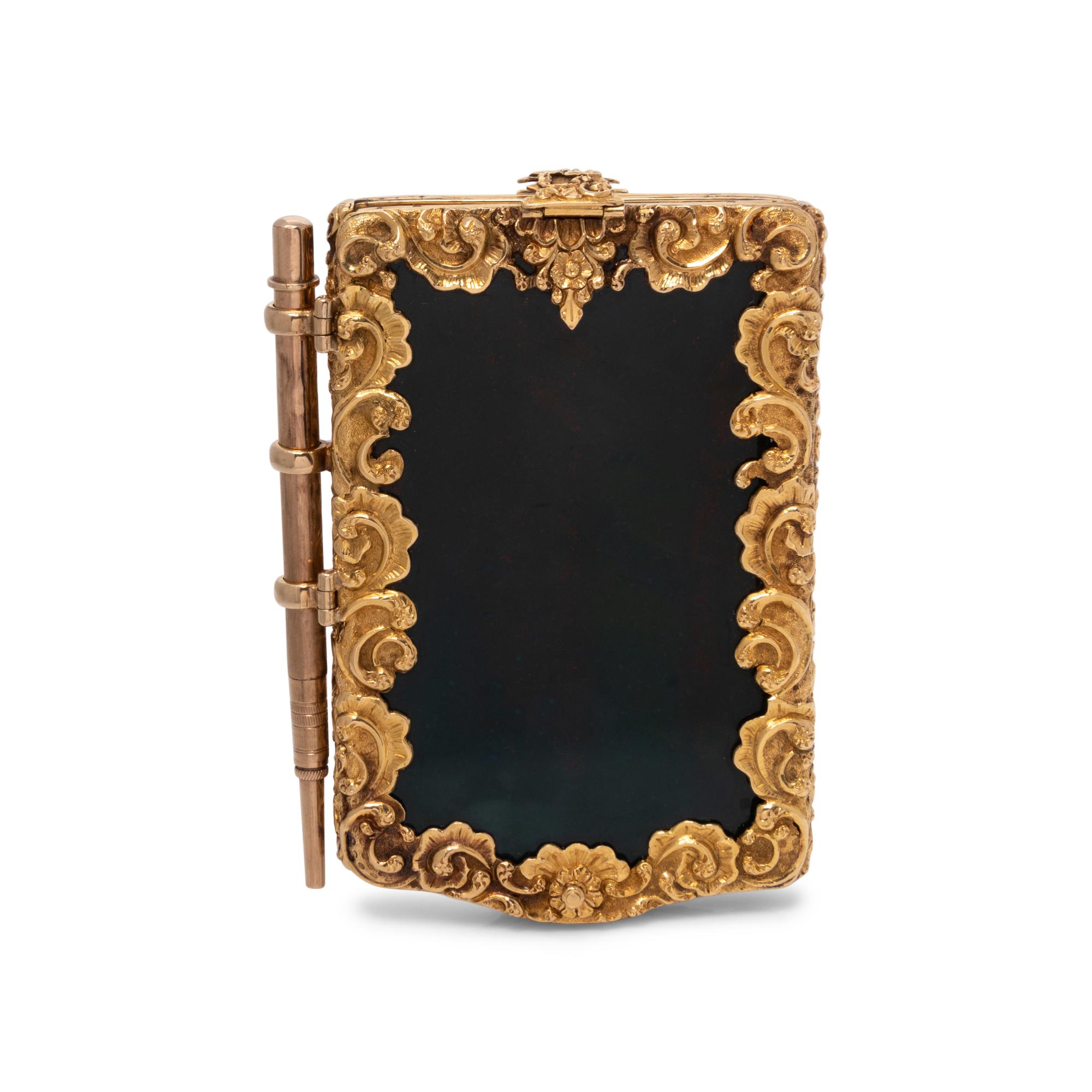 A Gold and Diamond Mounted Bloodstone Aide-Mémoire