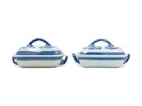 Two Chinese Export Blue Fitzhugh Porcelain Covered Entree Dishes