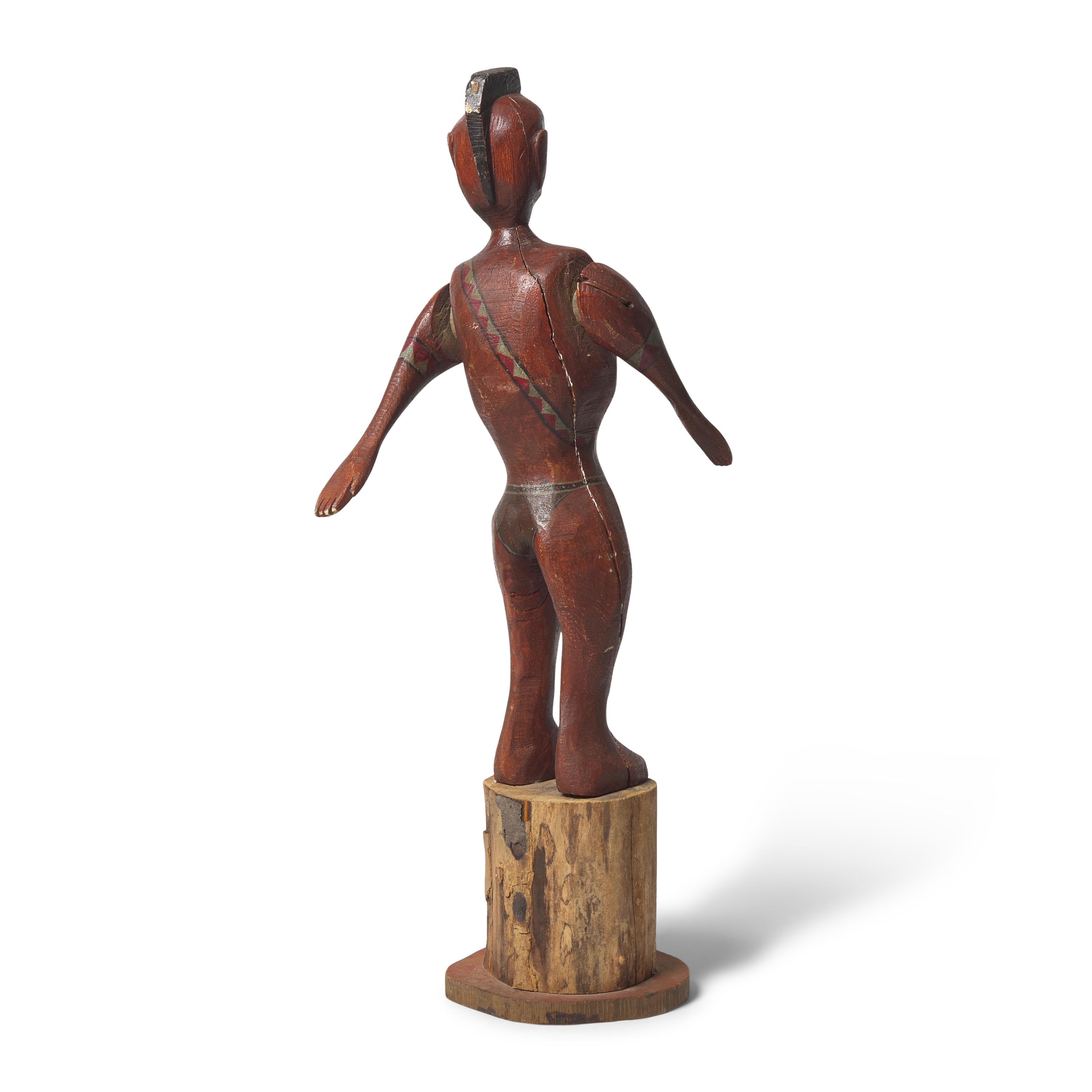 A Carved and Painted Wood Whirligig of a Native American Figure